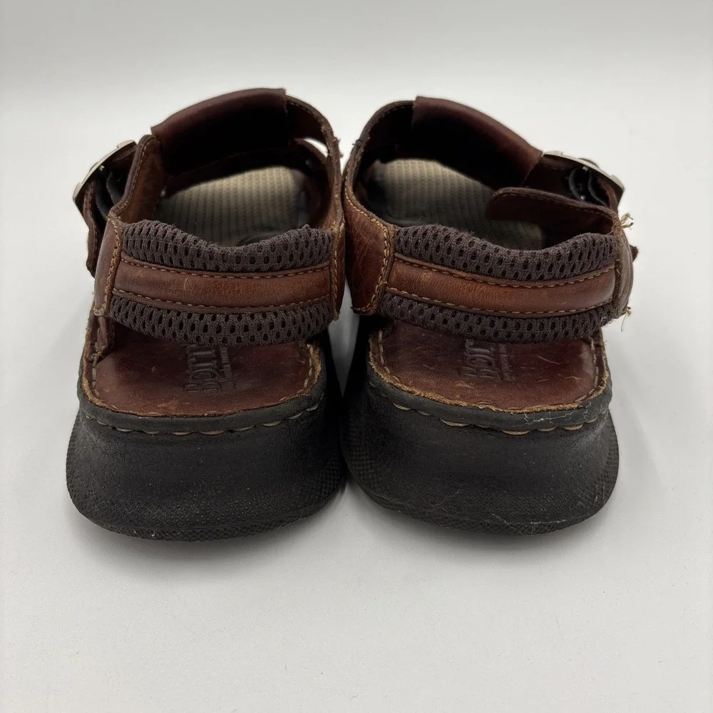 Born Murphy Fisherman Mens Size 12 Sandals Leather Woven Strappy Buckle Brown